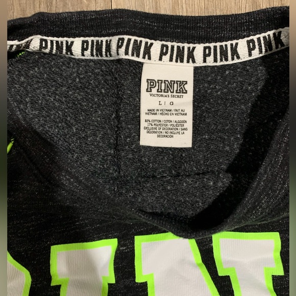PINK Crewneck, Black Heather w/ Neon, L - Picture 6 of 6